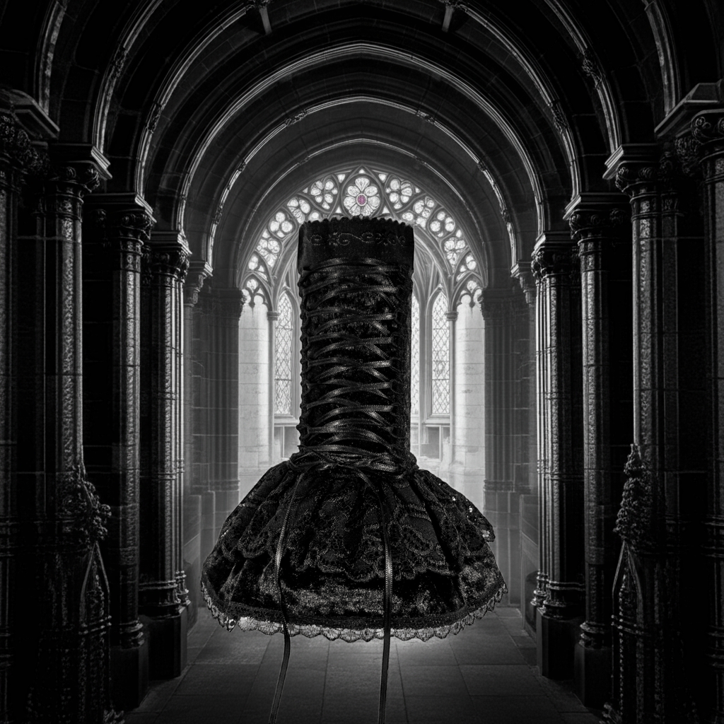 Armstulpen gothic mit Röckchen & Schnürung aus Samt + Spitze in schwarz