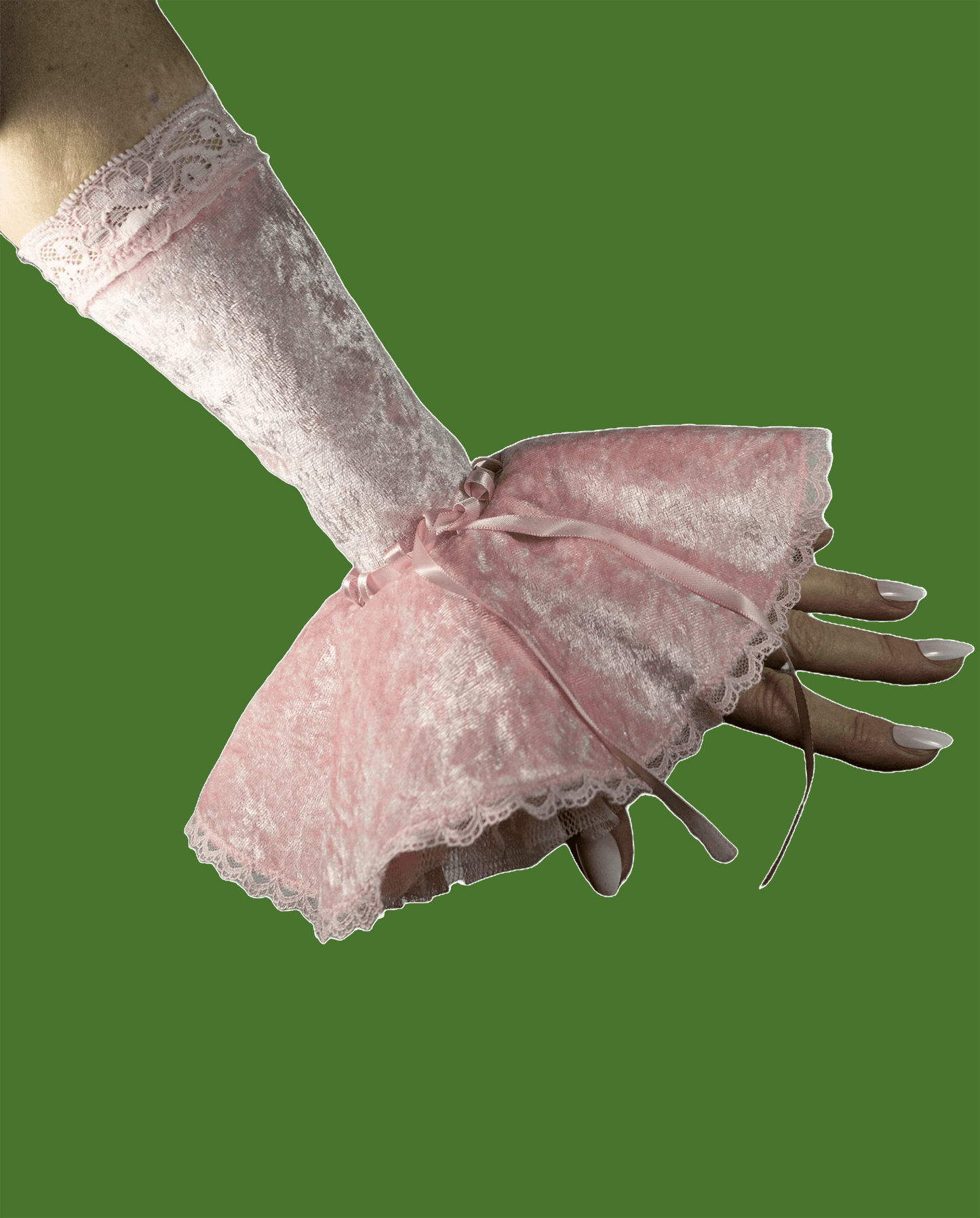 Armstulpen im Ballett Stil mit Tellerrock & Tütü in rosa aus Pannesamt + Spitzen alle Größen (Kopie)