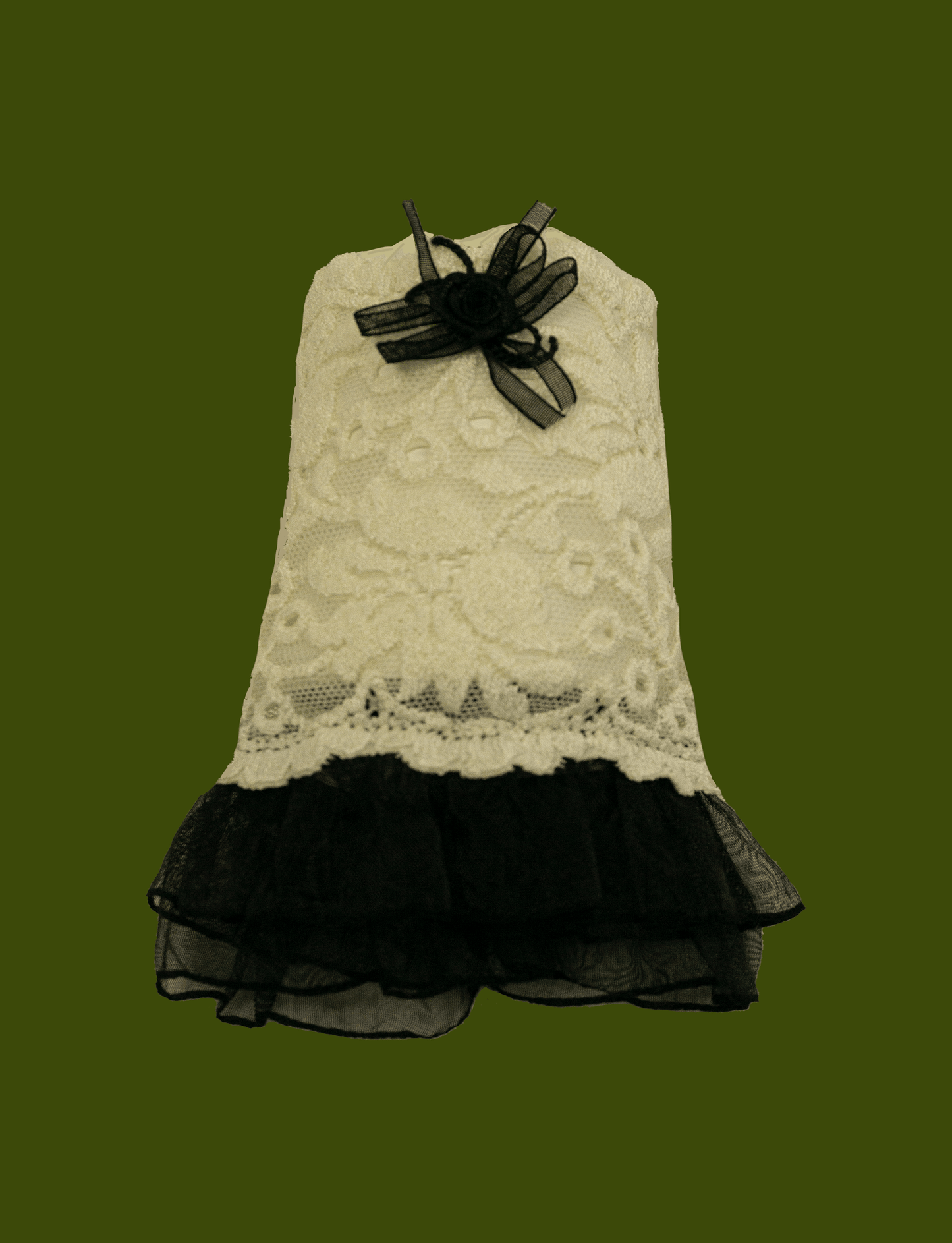 gothic lolita Manschetten schwarz creme Spitze geblümt Tüllspitze + Röschen