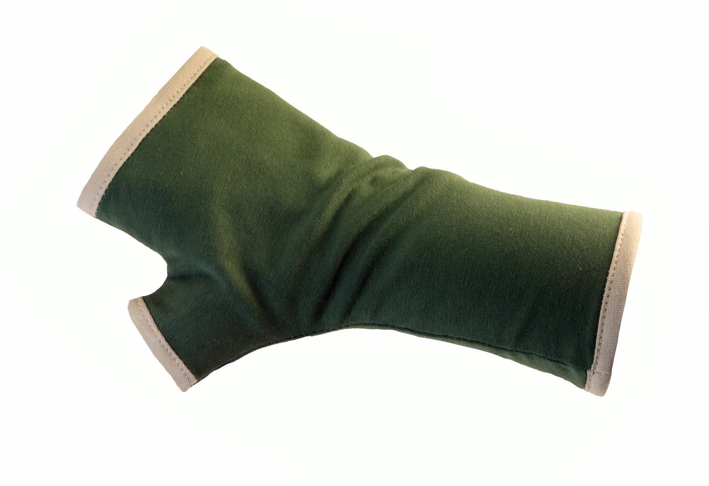 Pulswärmer | Handschuhe fingerlos aus Baumwoll-Jersey in khaki oliv mit Futter & Paspel