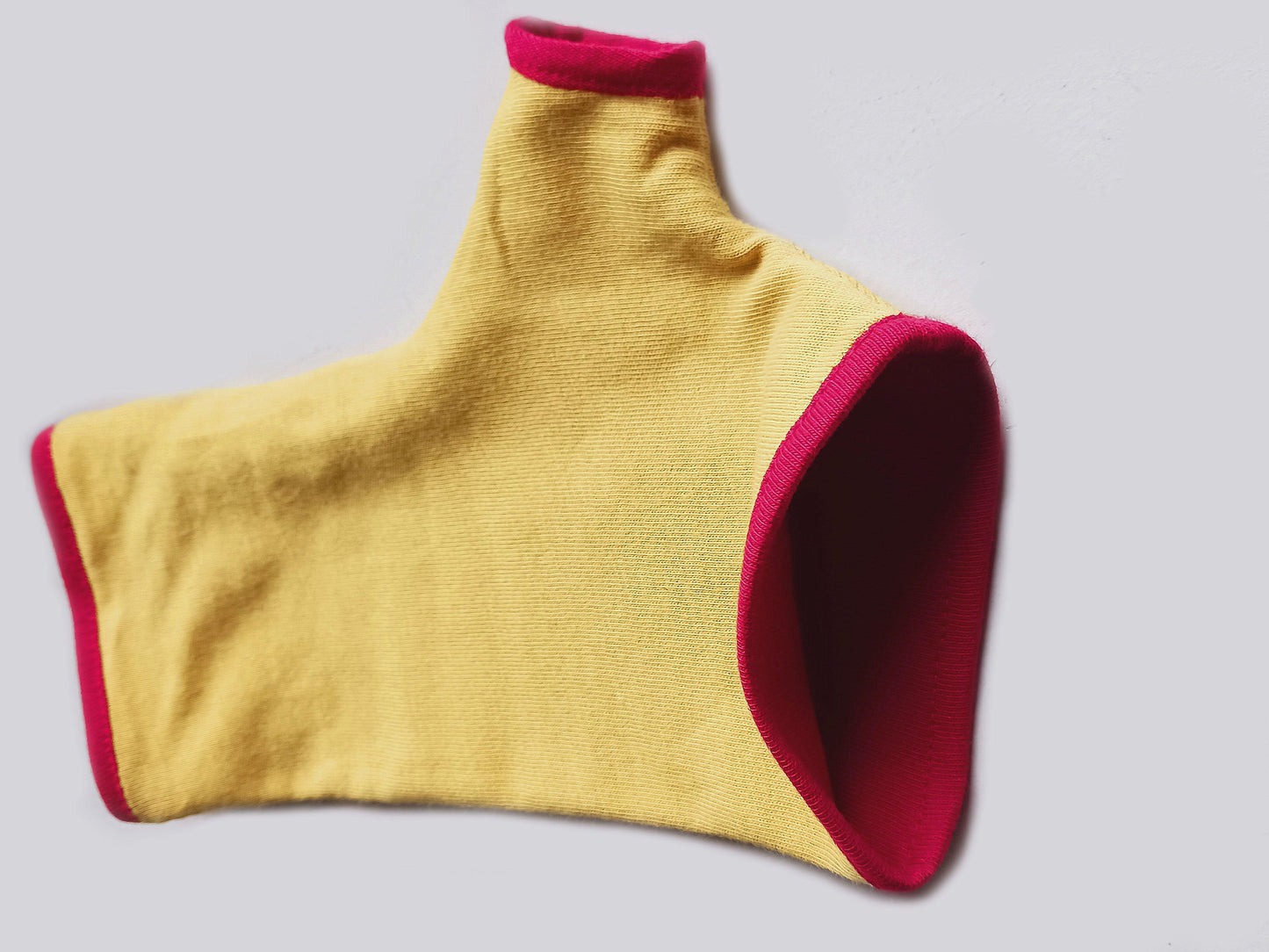 Pulswärmer | Handschuhe fingerlos aus Baumwoll-Jersey in curry gelb mit Futter & Paspel