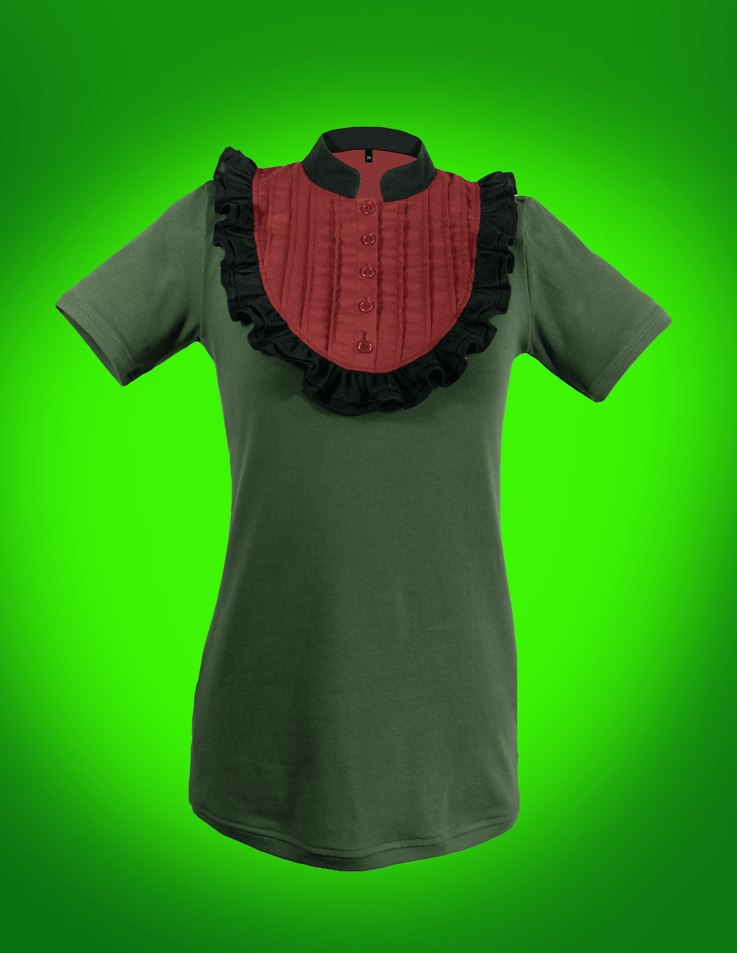 Plastron shirt ladies Tenshi jersey + cotton body olive black wine red sizes 34-46