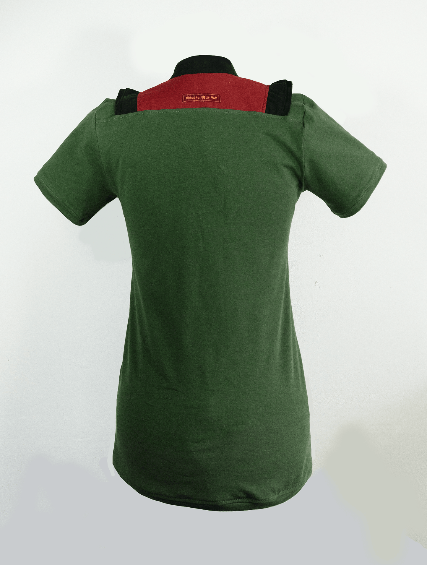 Plastron shirt ladies Tenshi jersey + cotton body olive black wine red sizes 34-46