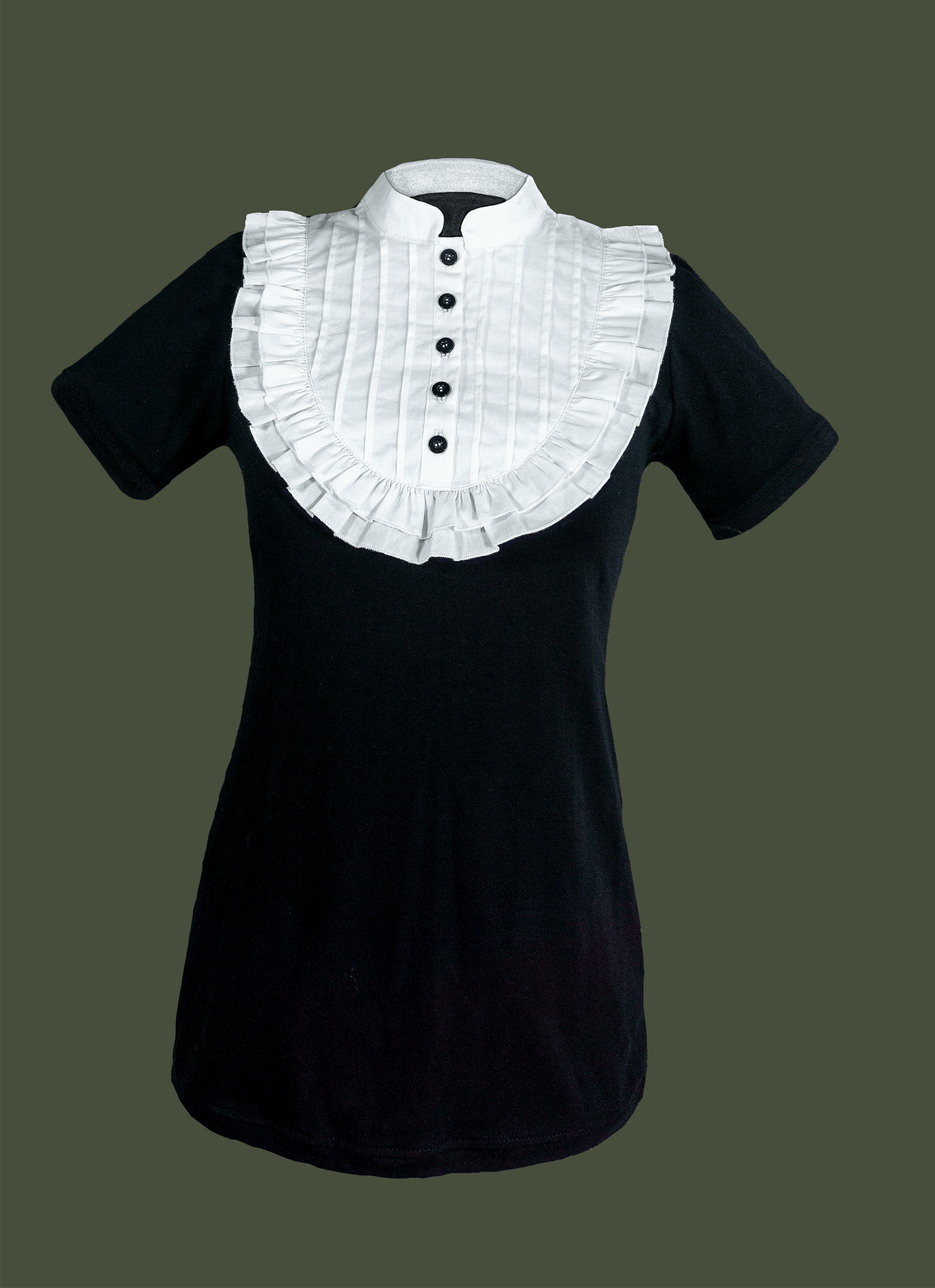 Plastron shirt ladies Tenshi jersey + cotton body olive black wine red sizes 34-46
