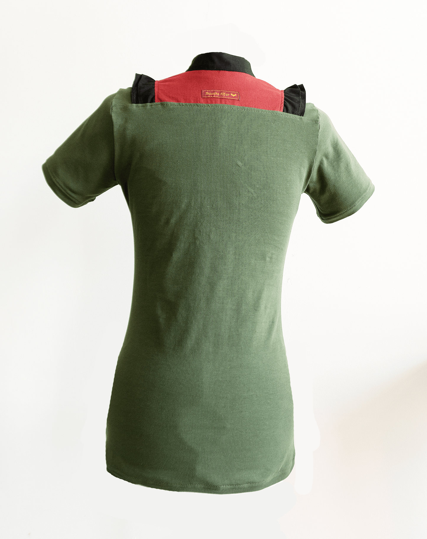 Plastron shirt ladies Tenshi jersey + cotton body olive black wine red sizes 34-46