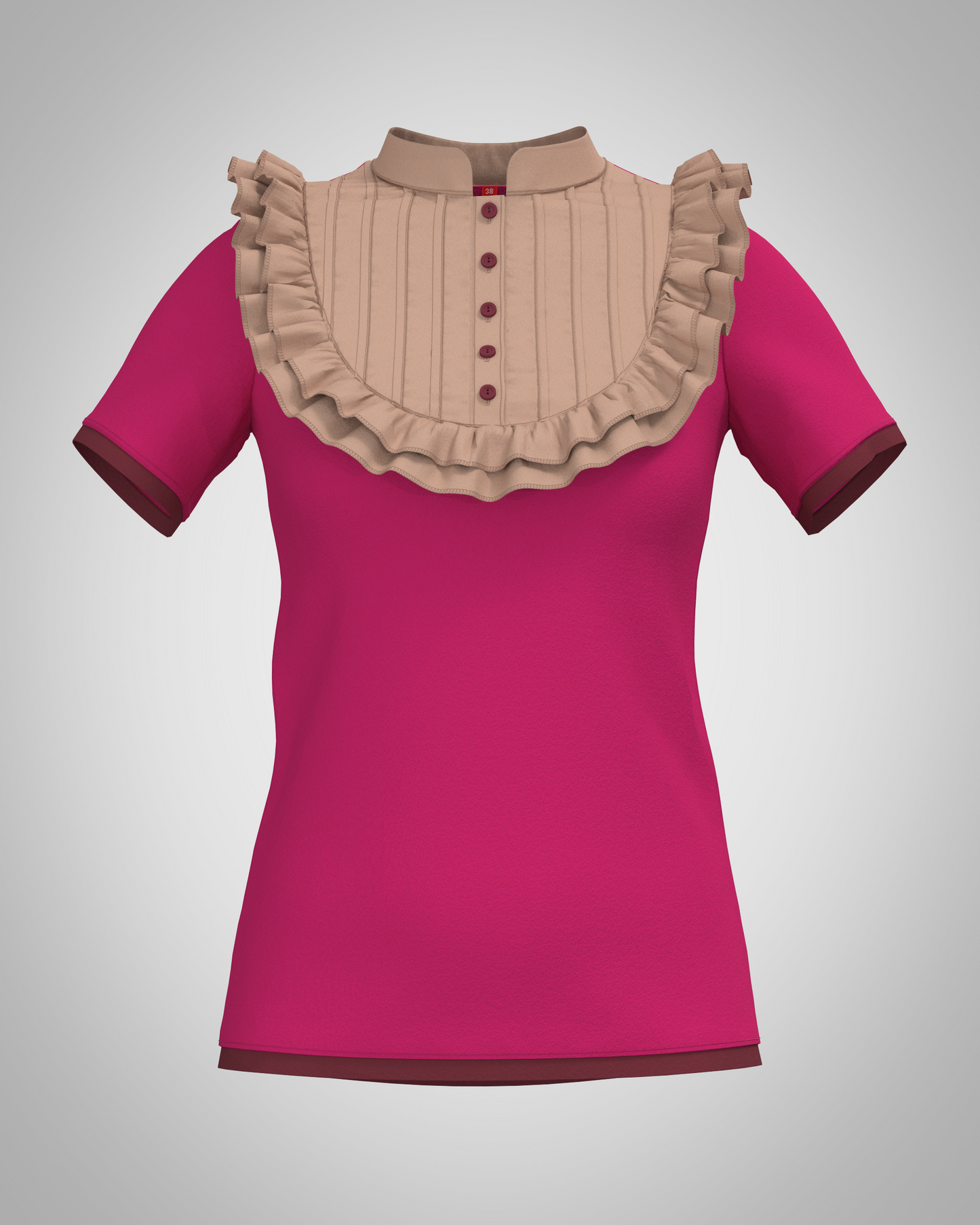 Plastron shirt ladies Tenshi jersey + cotton body olive black wine red sizes 34-46