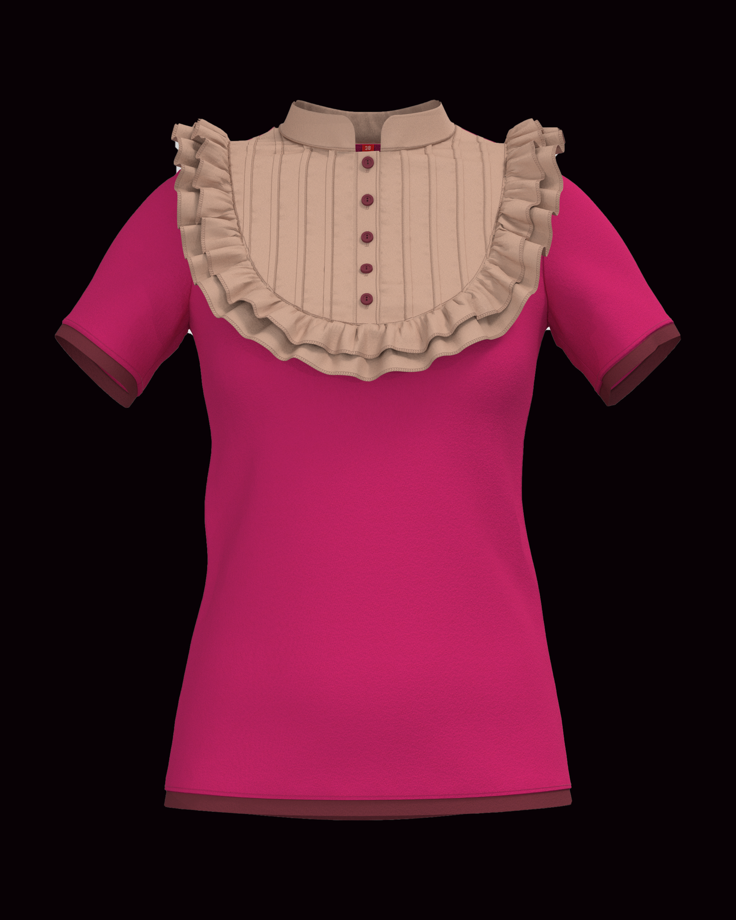 Plastron shirt ladies Tenshi jersey + cotton body olive black wine red sizes 34-46