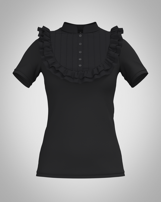 Plastronshirt Damen Tenshi Jersey + Baumwolle uni mono schwarz gothic lolita basic dailywear