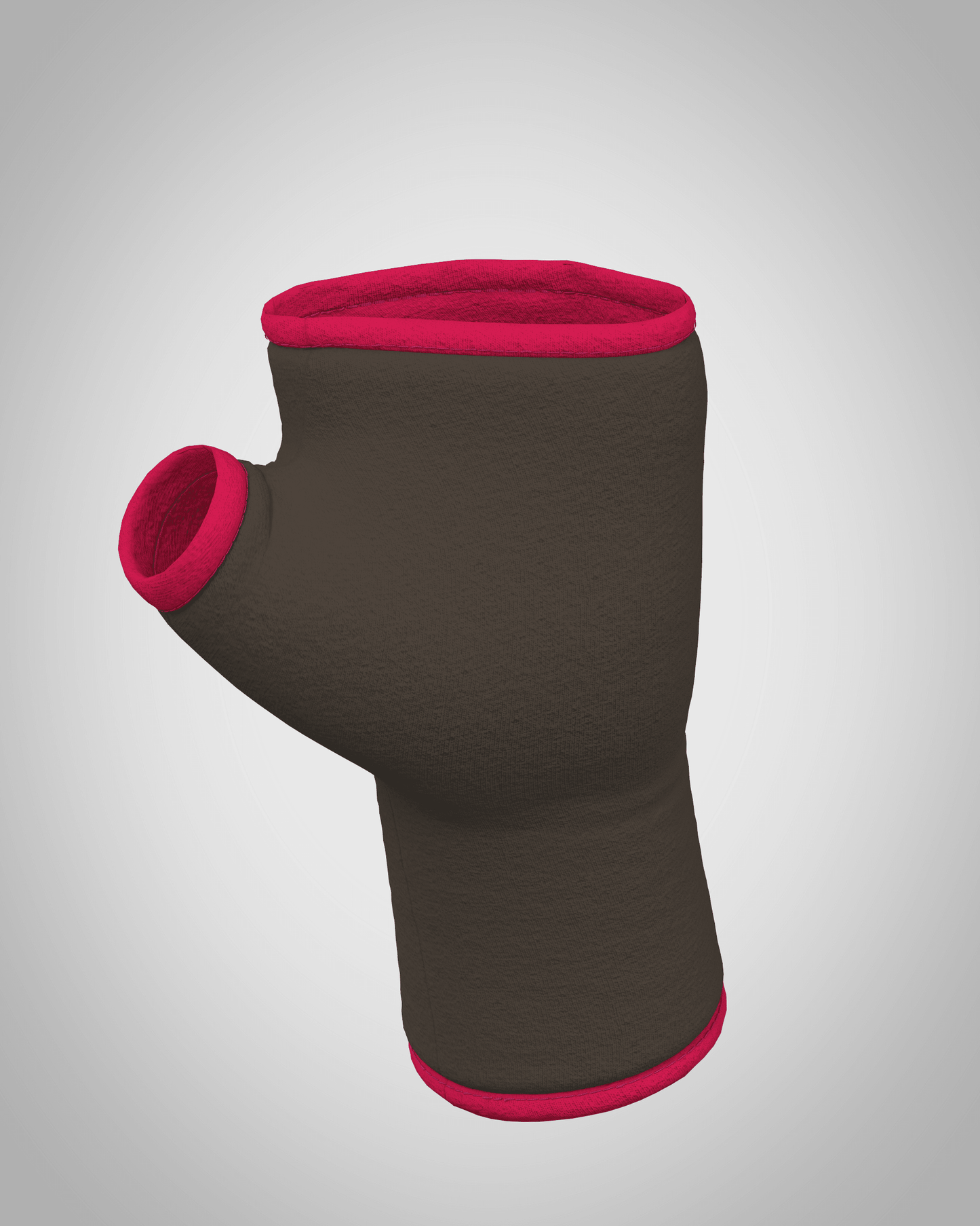 Pulswärmer | Handschuhe fingerlos aus Baumwoll-Jersey in dunkelbraun mit Futter & Paspel