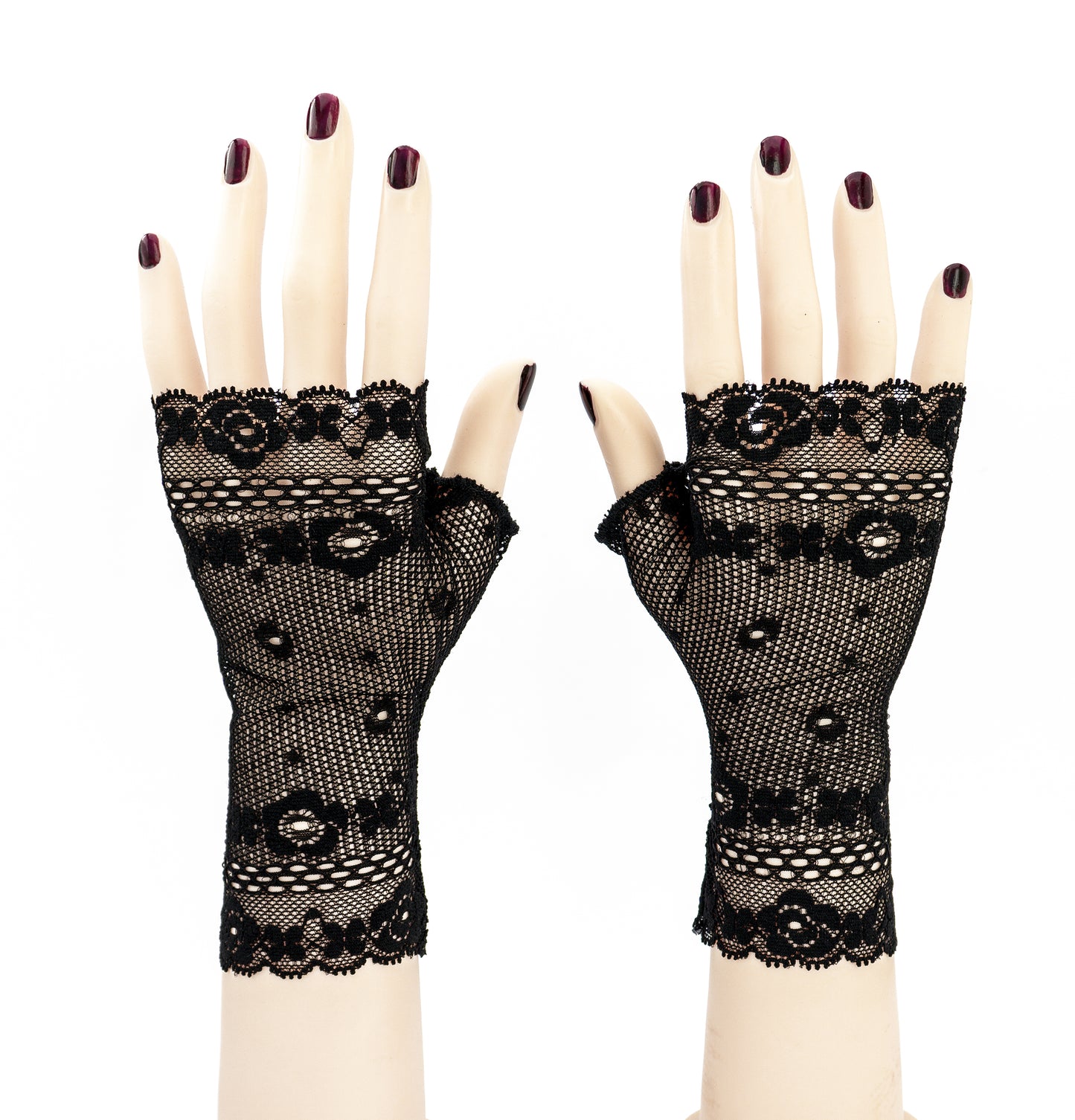 todchices und modernes accessoire noire - pulswärmer aus schwarzer Netzspitze, auch ein super Geschenk für Sie