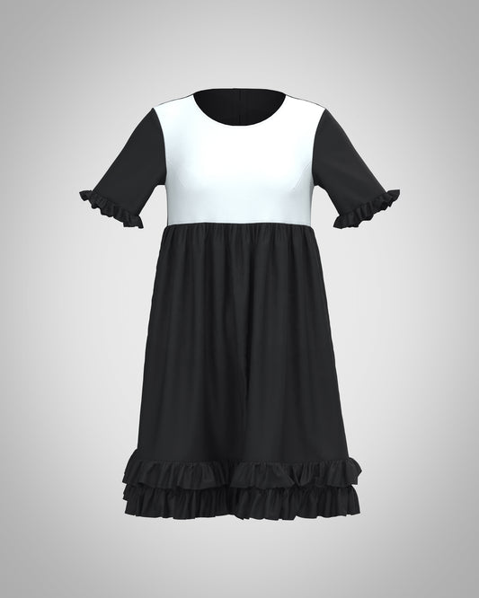 japanisches Damen gothic lolita Kleid Akari | schwarz weiß aus Baumwolle