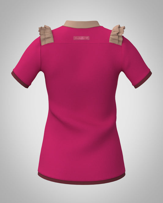 Chemise à plastron pour femme Tenshi en jersey de coton rose et camel, tailles 34 à 46