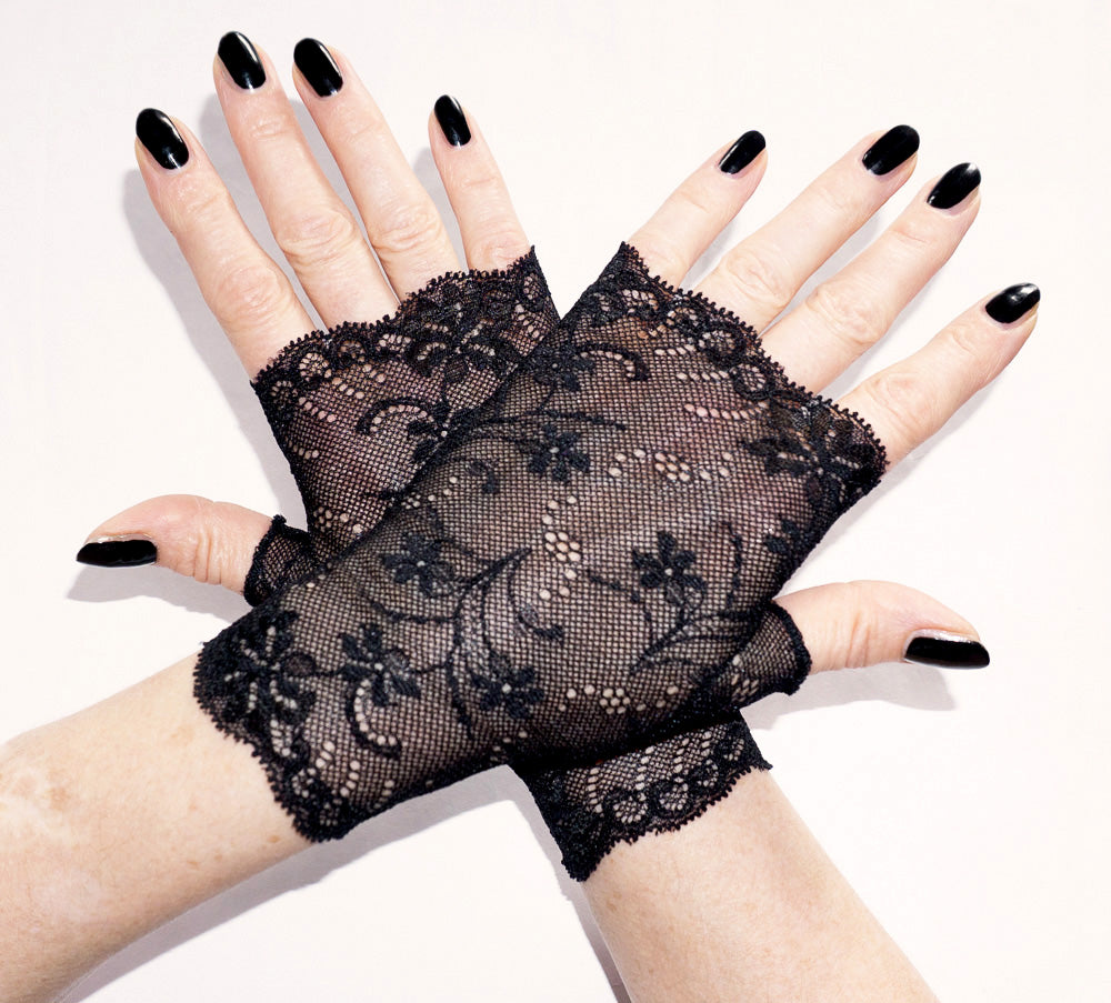 sexy lolita wrist warmers black/pink & bow