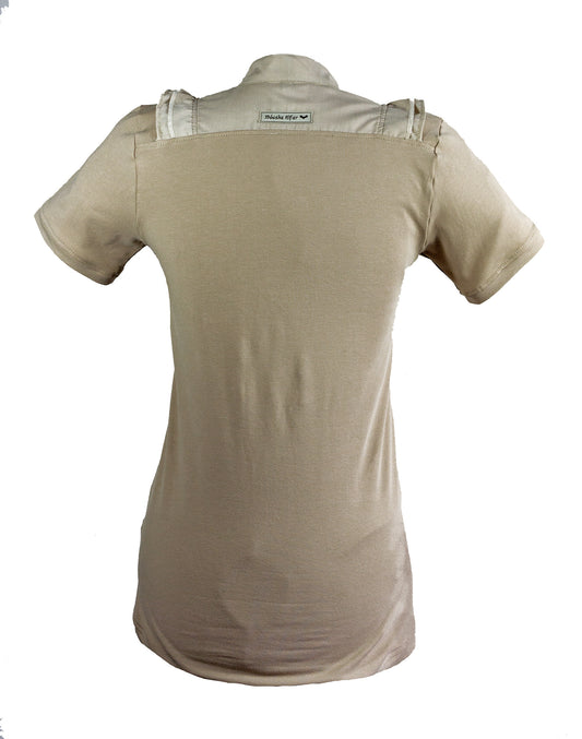 T-shirt Plastron femme Tenshi jersey + coton mono beige