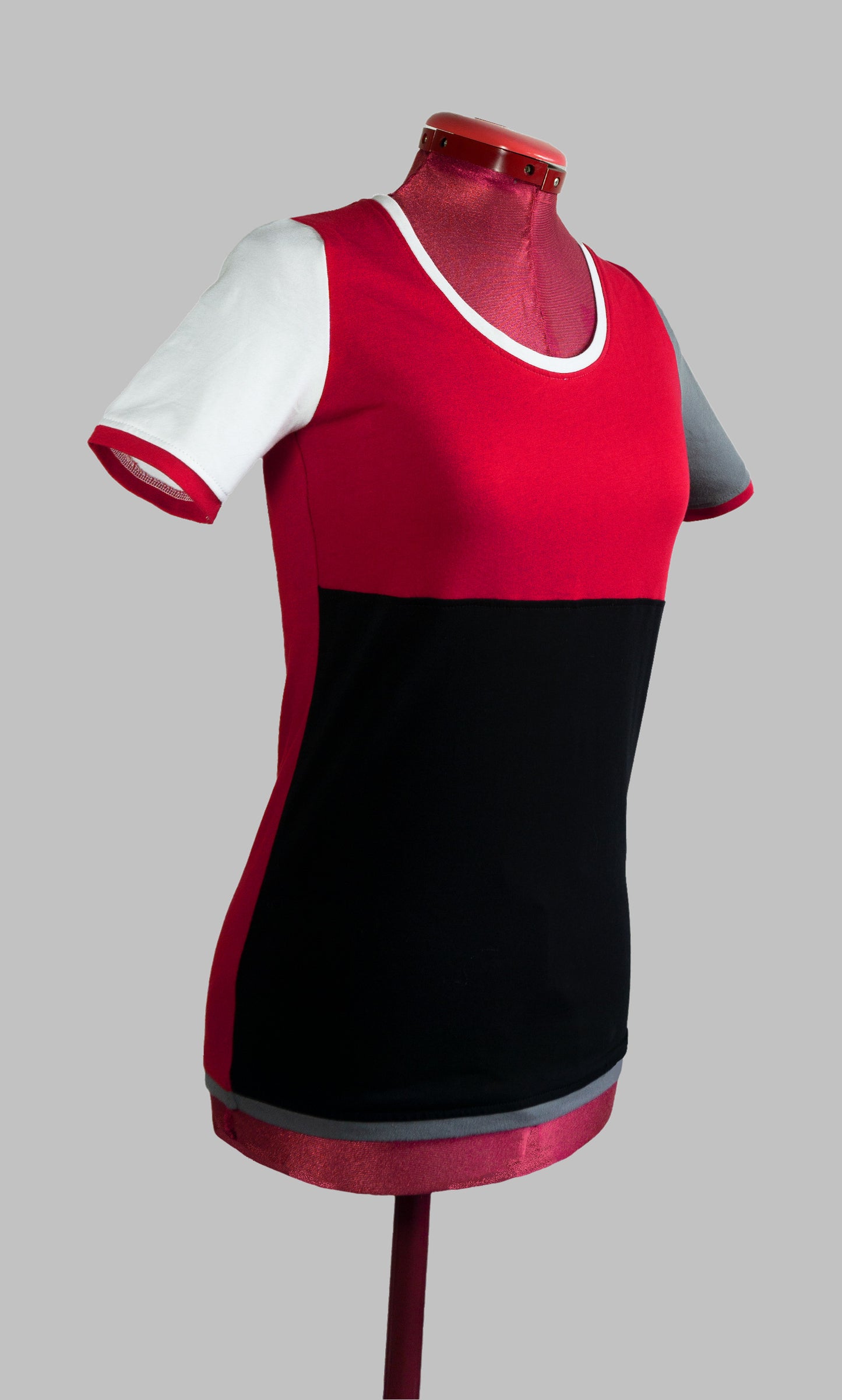 Plastron shirt ladies Tenshi jersey + cotton body olive black wine red sizes 34-46