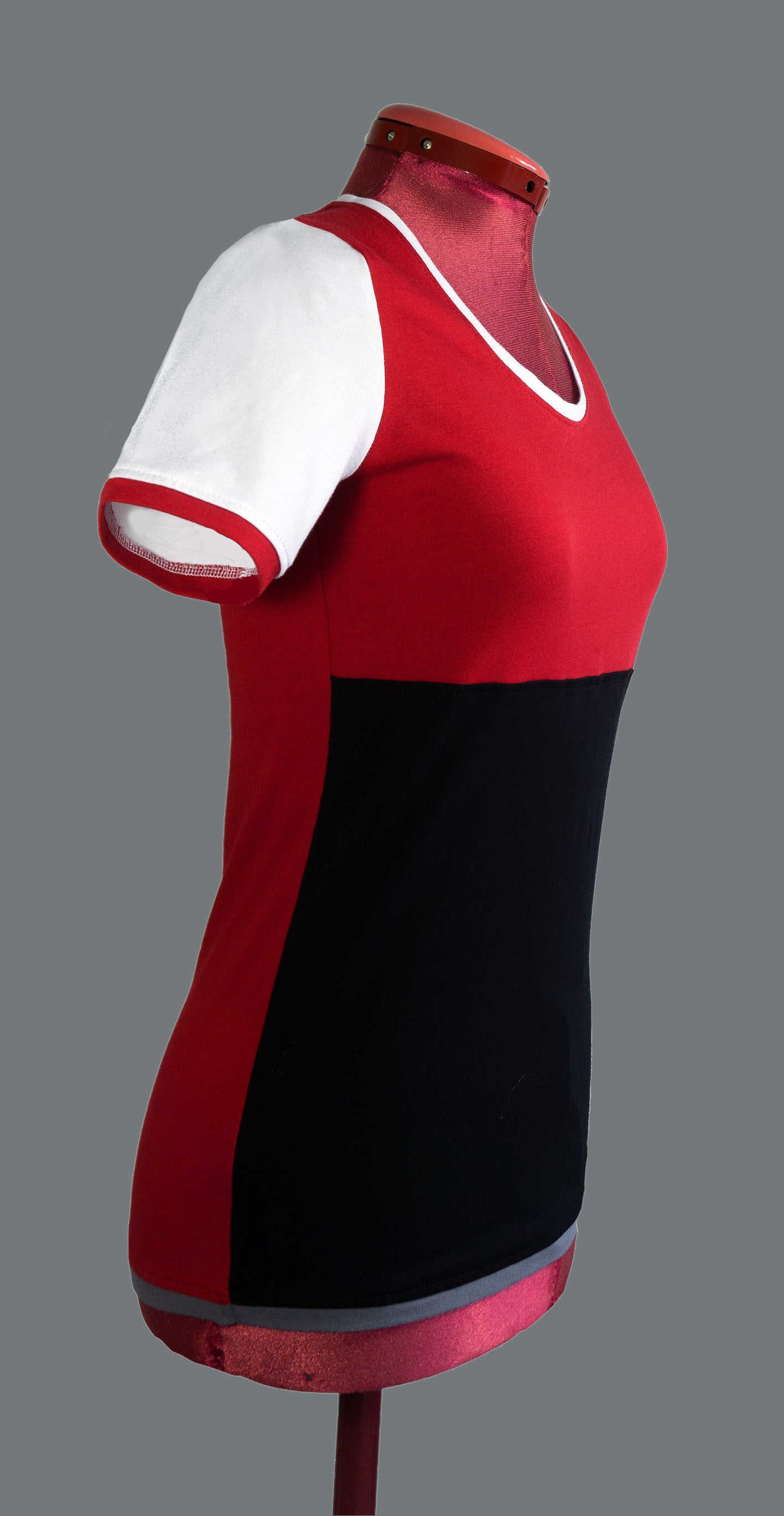 Plastron shirt ladies Tenshi jersey + cotton body olive black wine red sizes 34-46