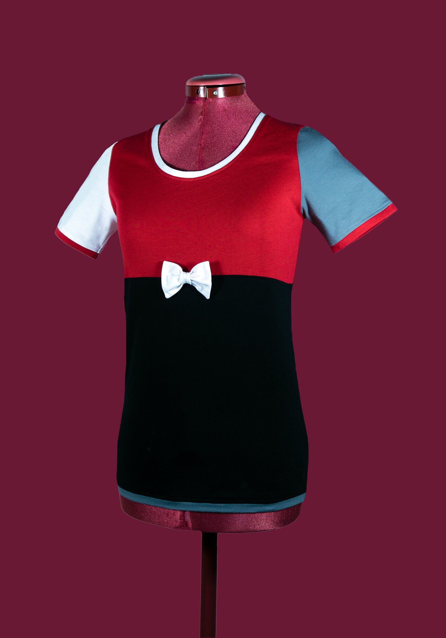 Plastron shirt ladies Tenshi jersey + cotton body olive black wine red sizes 34-46
