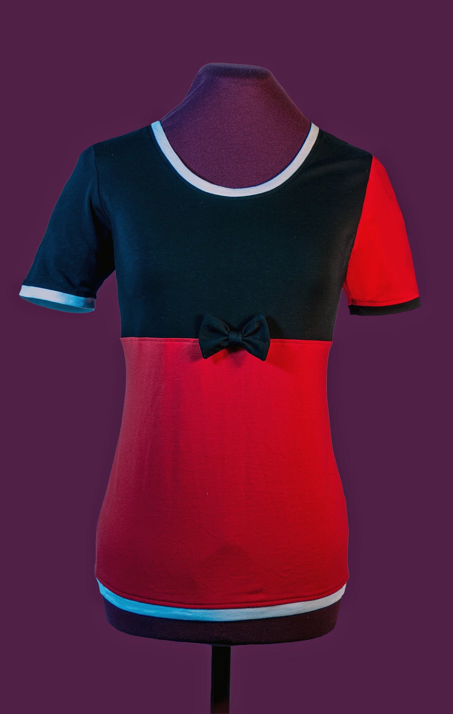 Plastron shirt ladies Tenshi jersey + cotton body olive black wine red sizes 34-46