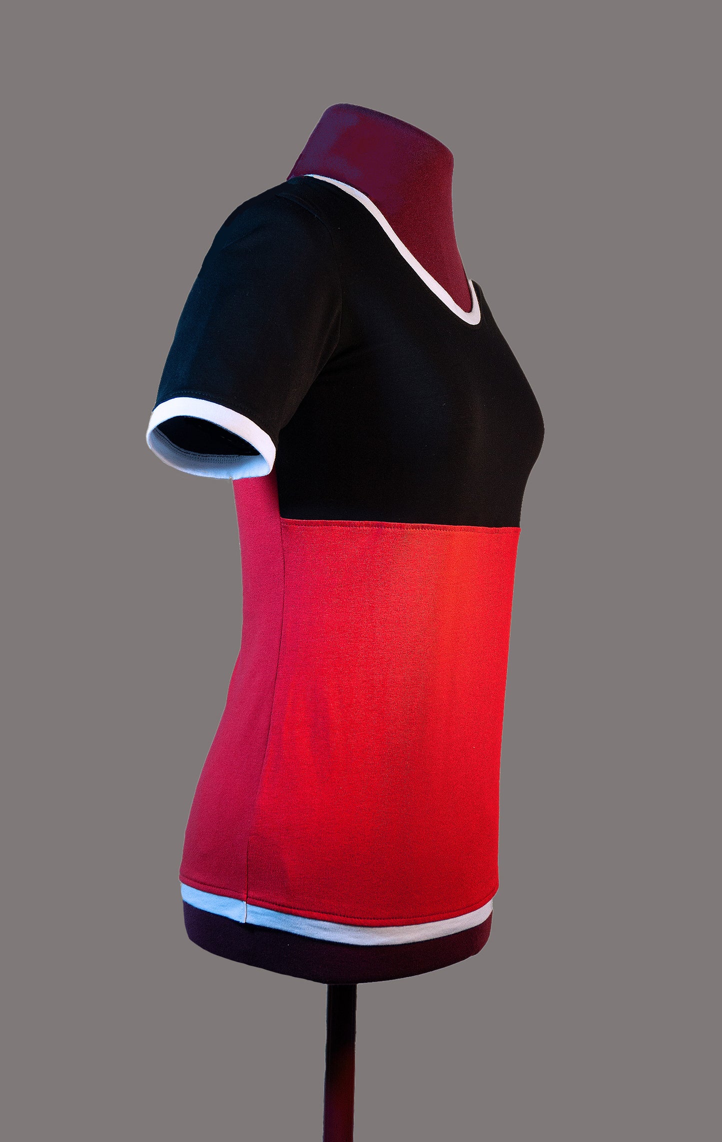 Plastron shirt ladies Tenshi jersey + cotton body olive black wine red sizes 34-46