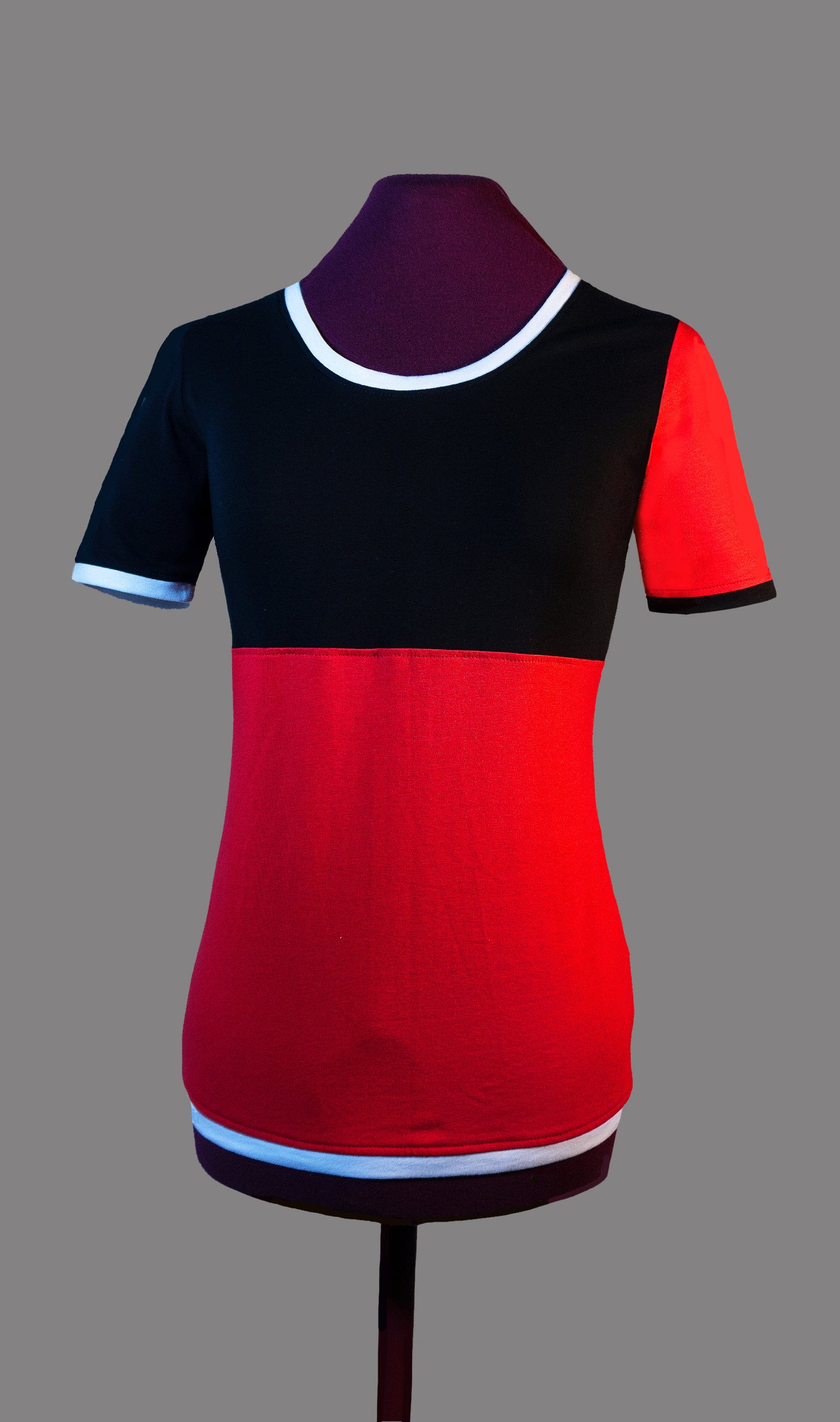 Plastron shirt ladies Tenshi jersey + cotton body olive black wine red sizes 34-46