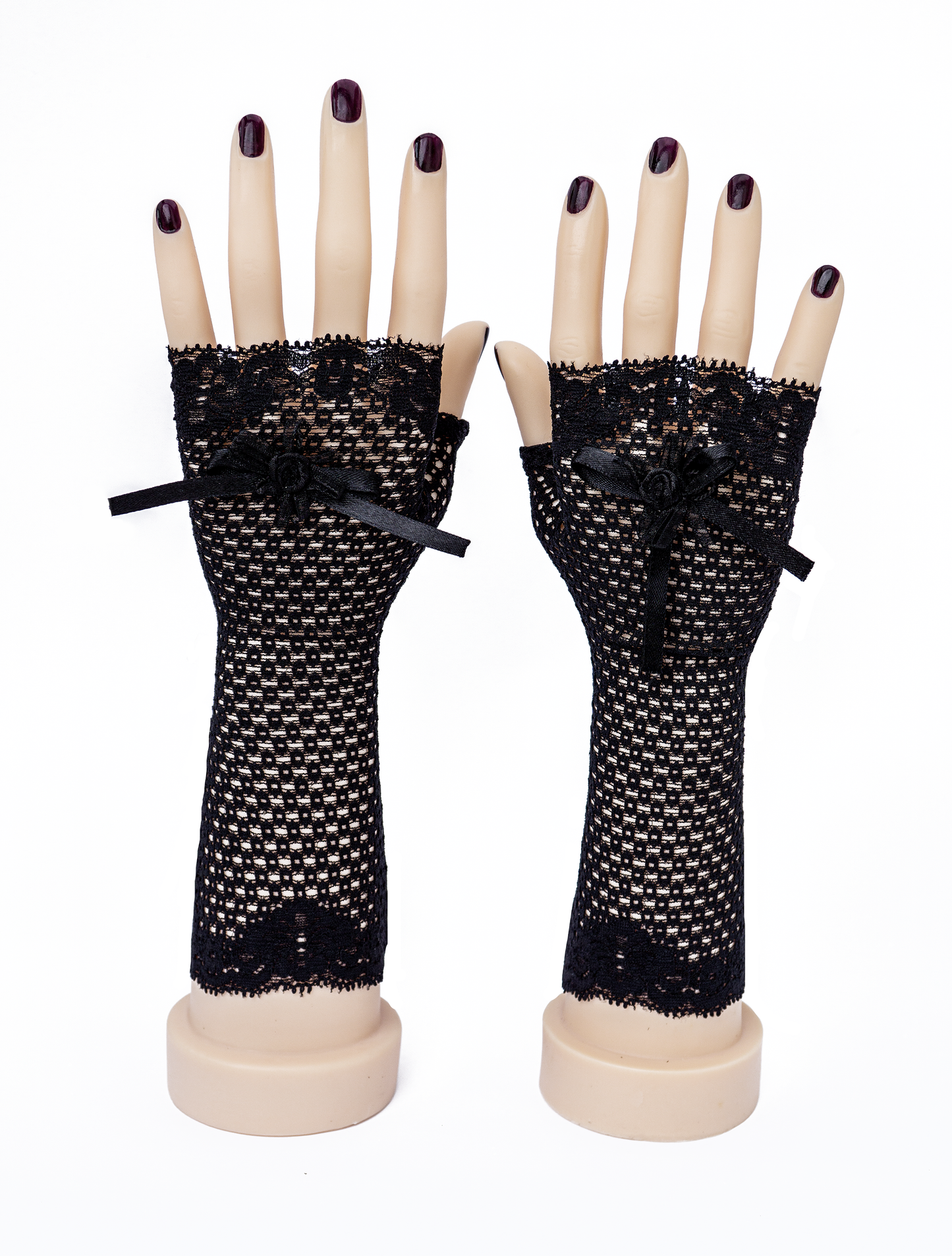 sexy lolita wrist warmers black/pink & bow