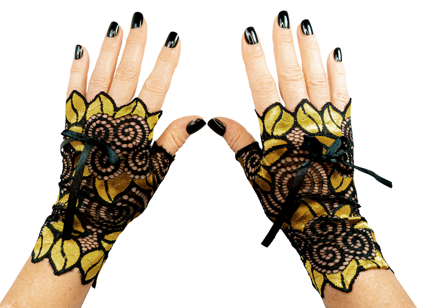 sexy lolita wrist warmers black/pink & bow