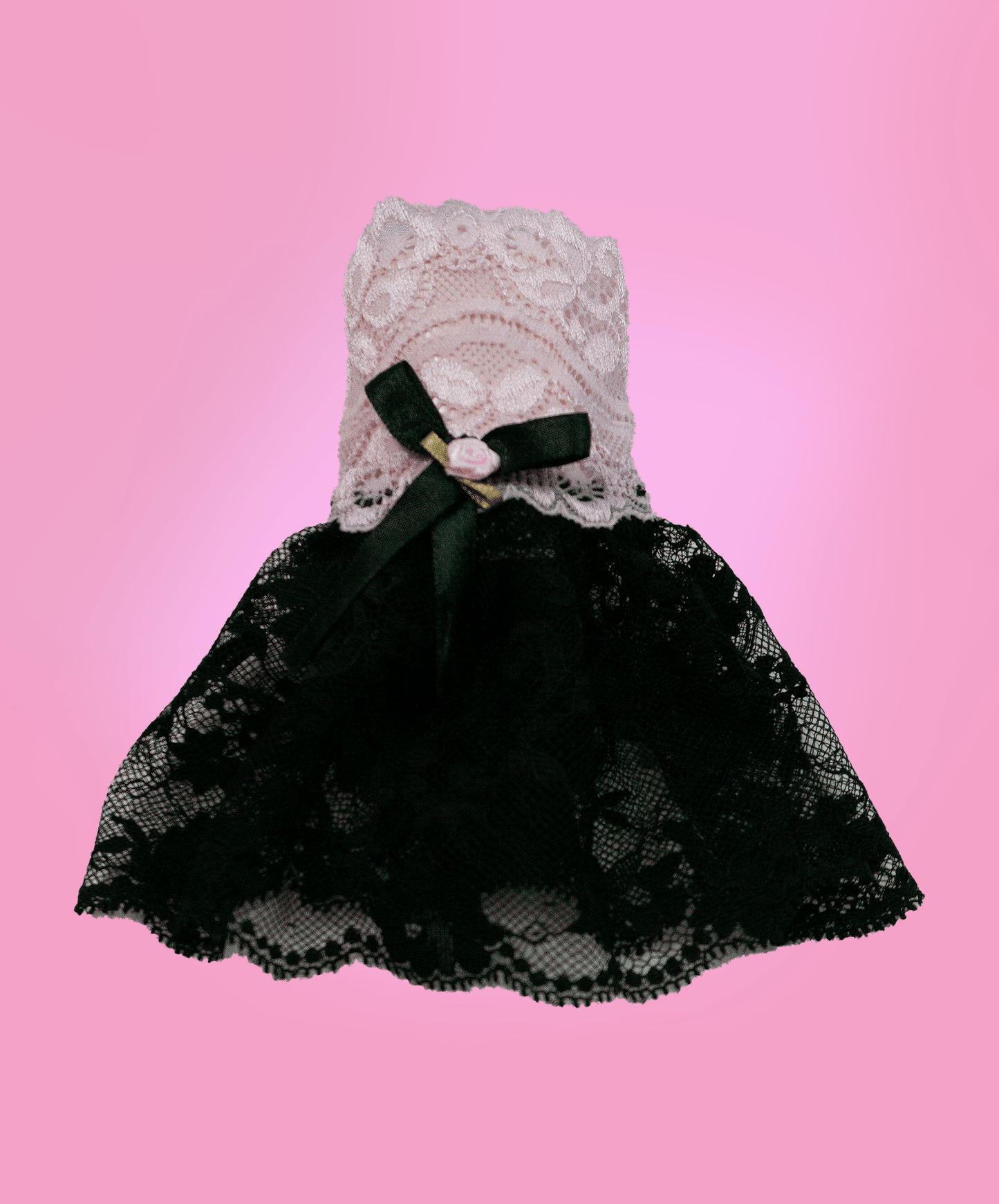 sweet gothic lolita Stulpen aus Spitze in schwarz rosé mit fluffig schwingendem Röckchen