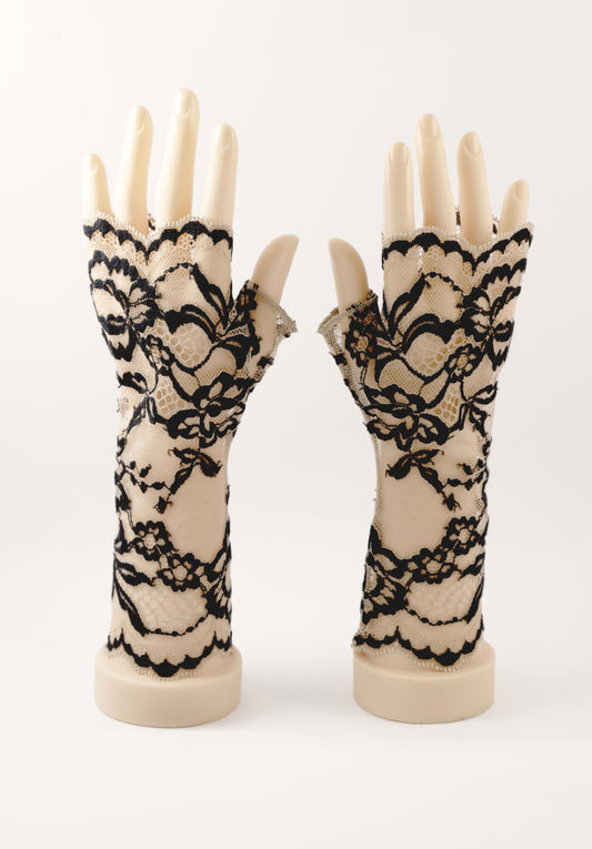 sexy lolita wrist warmers black/pink & bow