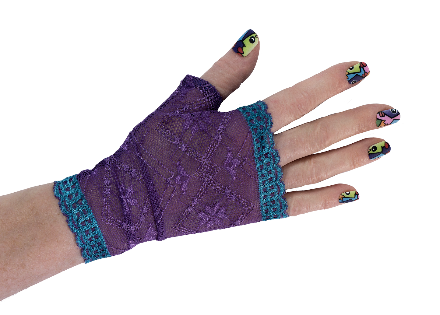 simple fine light wrist warmers gloves fingerless lace gold colored