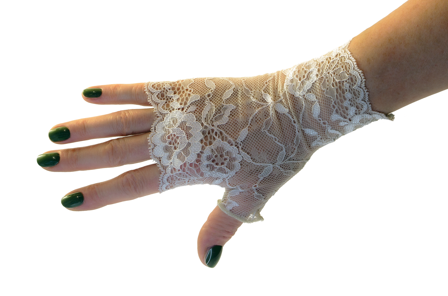 Wrist warmers gloves fingerless white silver with bow made of lace for the wedding
