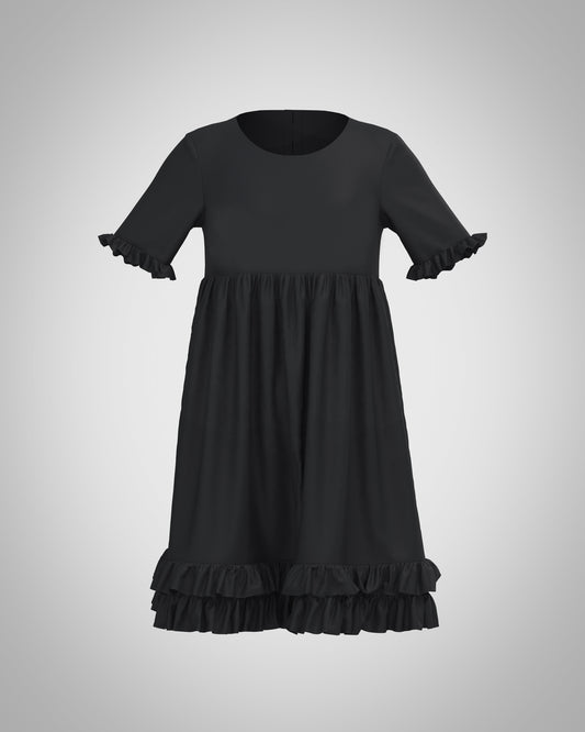 kuro gothic lolita Kleid Akari in monochrome schwarz Vorderansicht skizziert