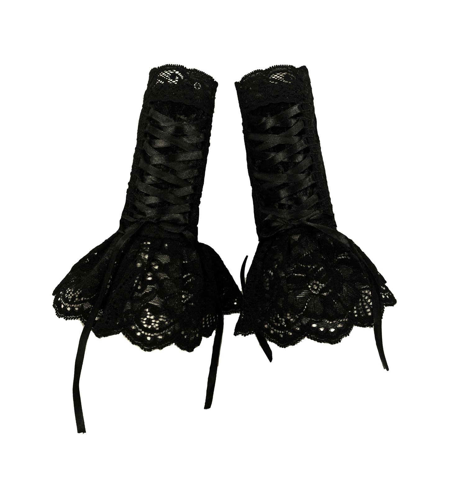 gothic lolita arm warmers | panne velvet & lots of lace | black pink | with belt and skirt