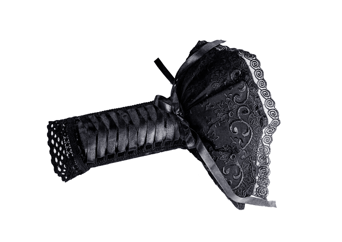 lange Armstulpen #gothic mit Röckchen & breite Schnürung aus Samt und Spitze #kuro #schwarz