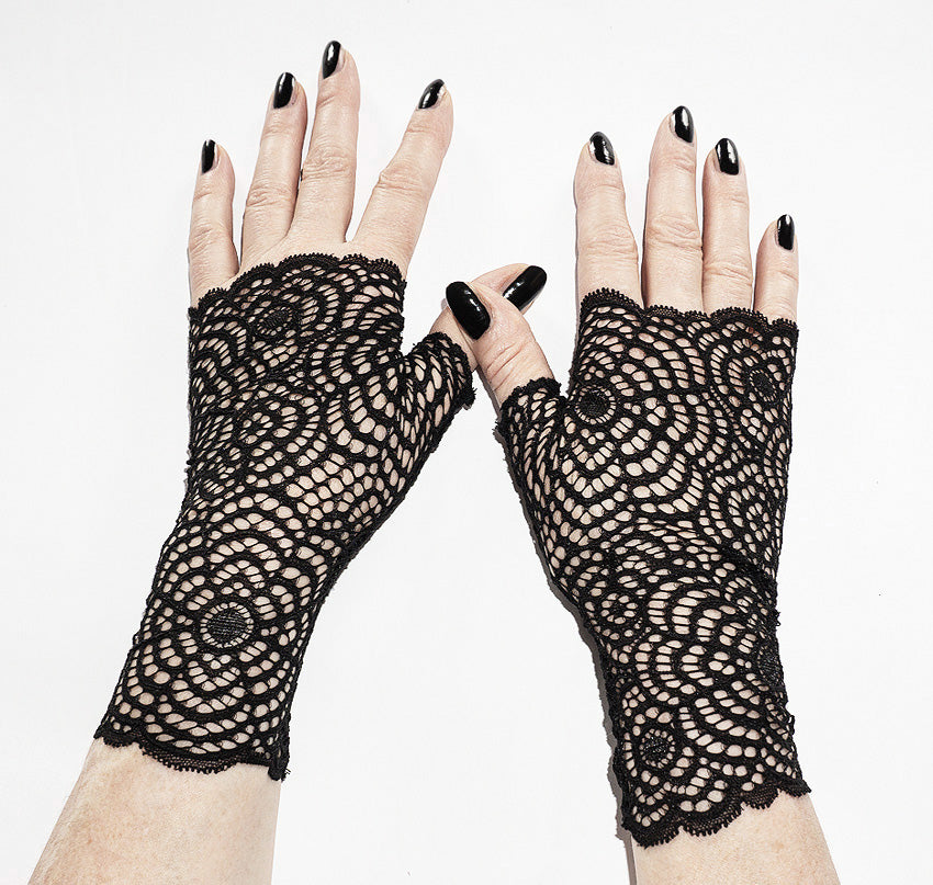 fingerlose Handschuhe schwarz gothic punk spidernet