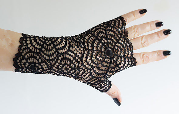 fingerlose Handschuhe schwarz gothic punk spidernet