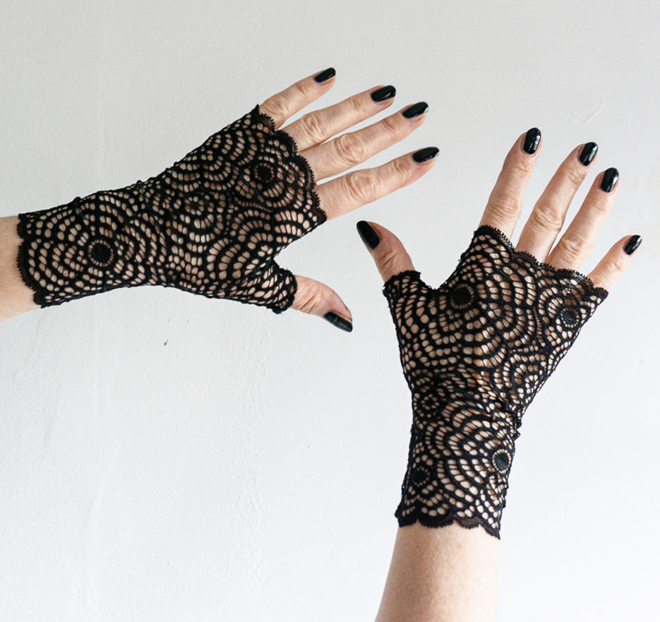 fingerlose Handschuhe schwarz gothic punk spidernet