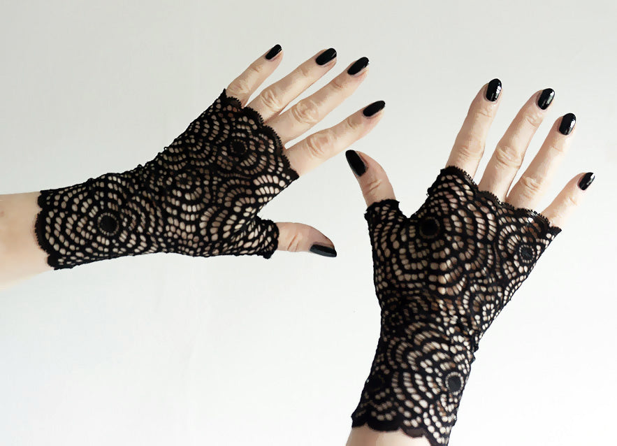 fingerlose Handschuhe schwarz gothic punk spidernet