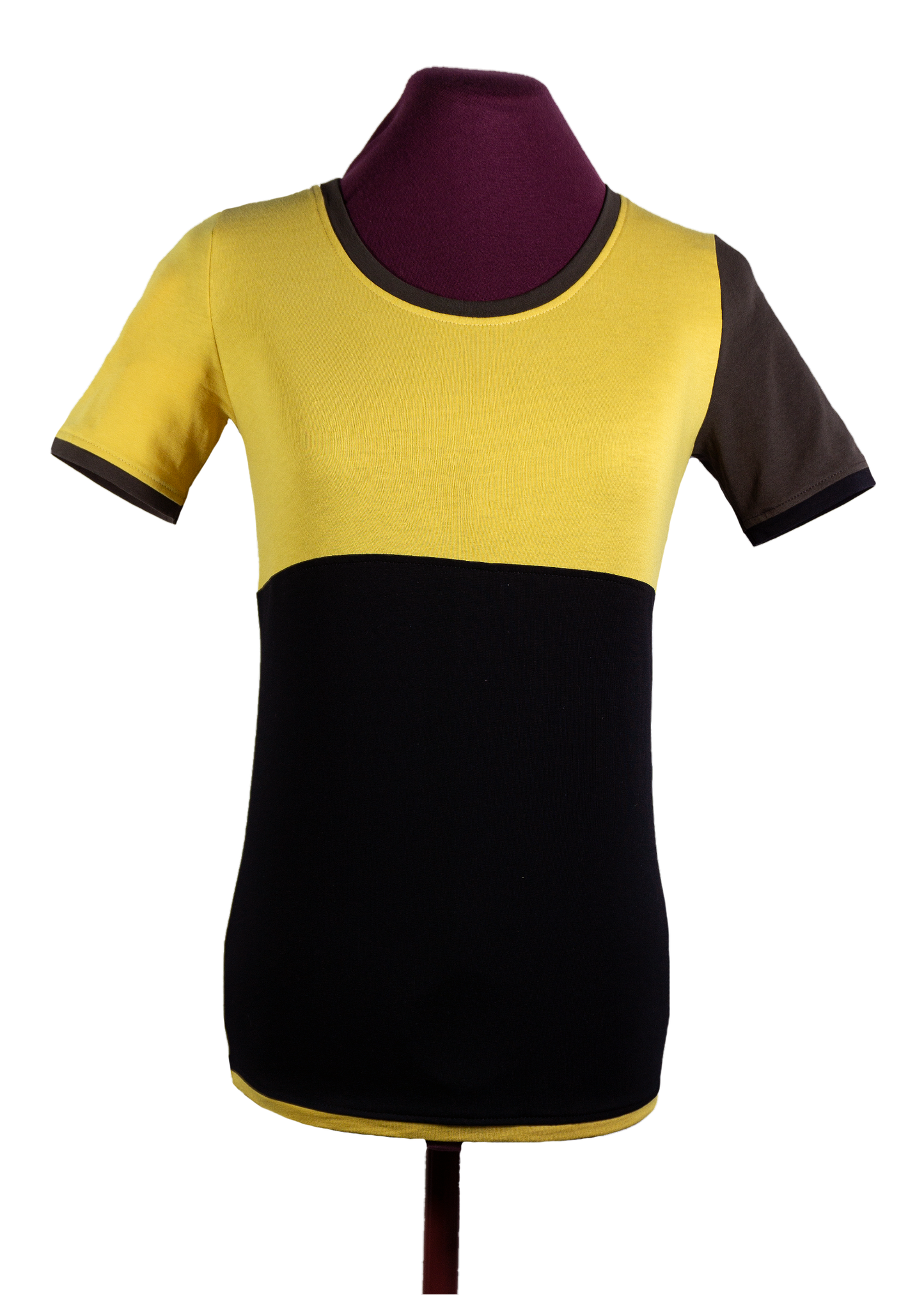 Plastron shirt ladies Tenshi jersey + cotton body olive black wine red sizes 34-46
