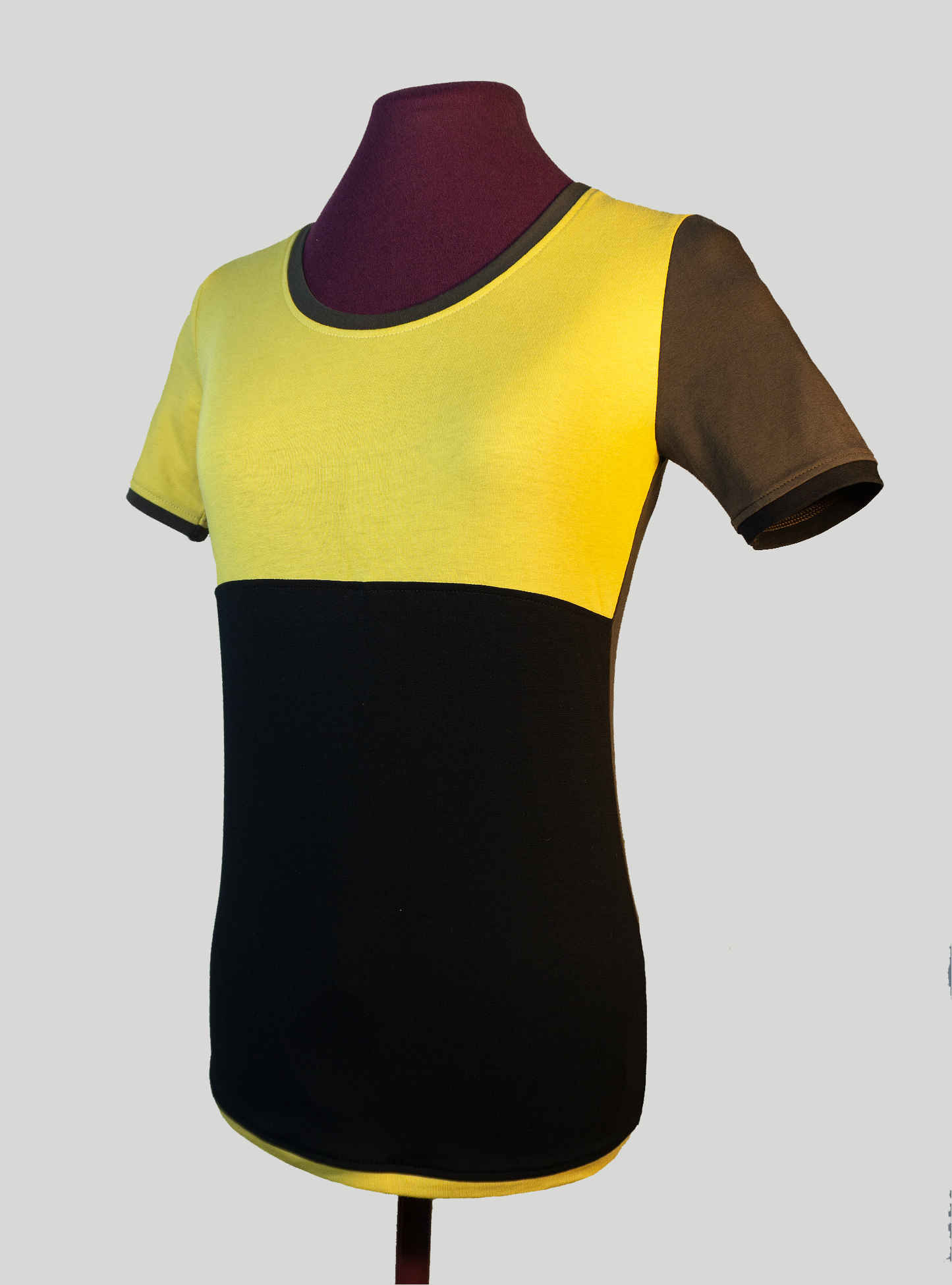 Plastron shirt ladies Tenshi jersey + cotton body olive black wine red sizes 34-46