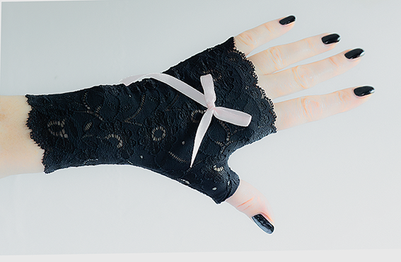 sexy lolita wrist warmers black/pink & bow