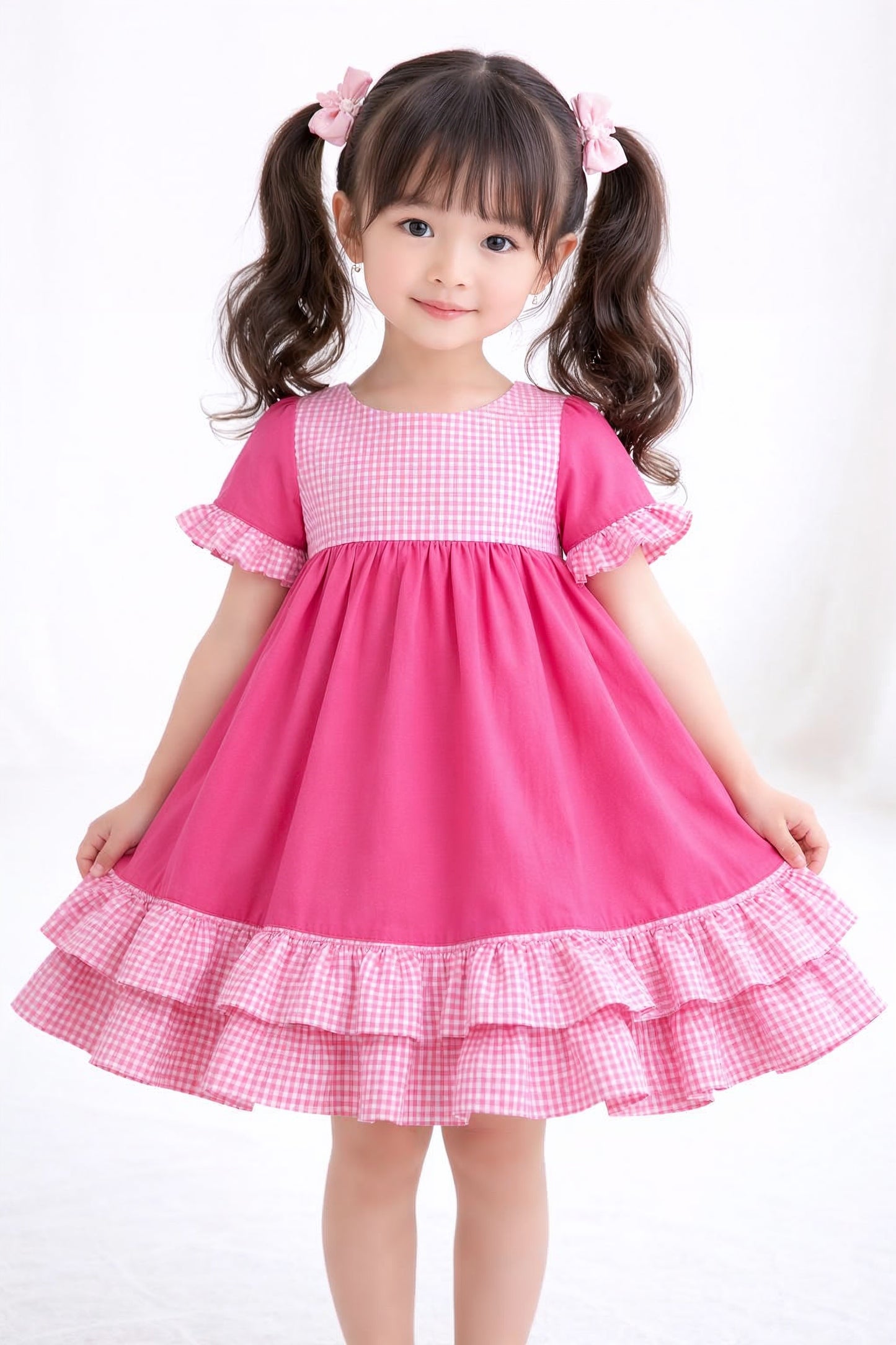 Kinder sweet lolita kawaii Kleid Akari | pink weiß vichy karo | aus Baumwolle | hochwertige Handarbeit, Unikat (Kopie)