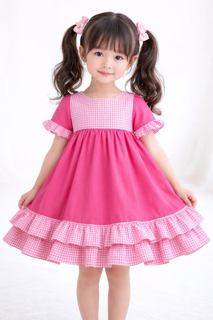 Kinder sweet lolita kawaii Kleid Akari | pink weiß vichy karo | aus Baumwolle | hochwertige Handarbeit, Unikat (Kopie)