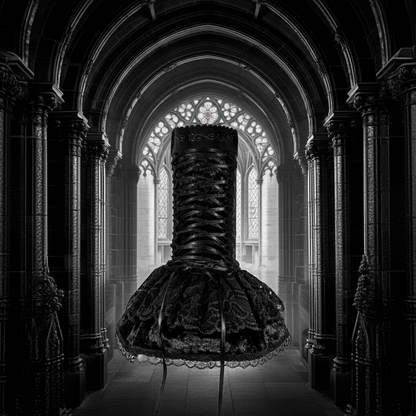 Armstulpen gothic mit Röckchen & Schnürung aus Samt + Spitze in schwarz