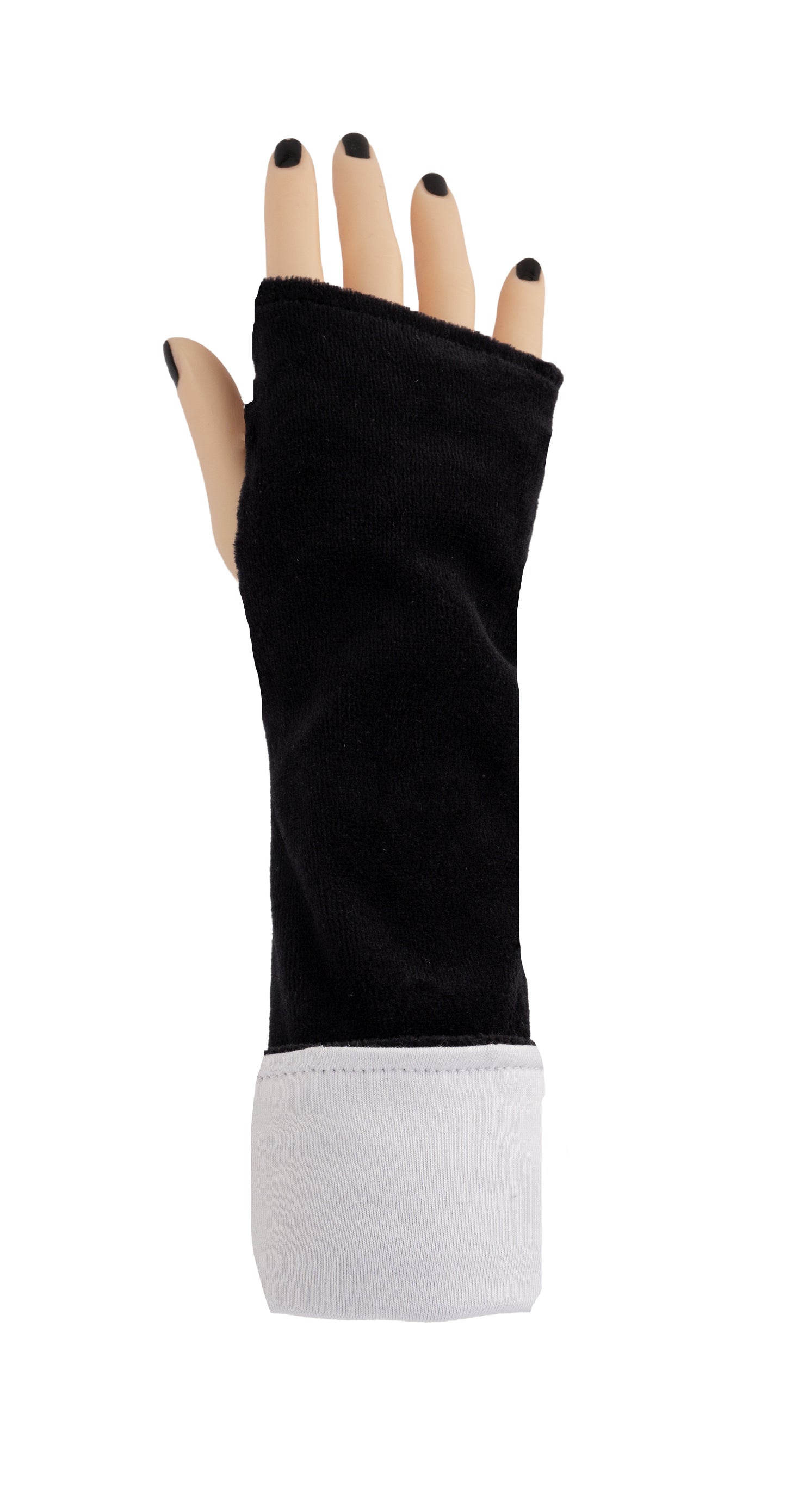 Ansicht nur einer Handstulpe mit weißem Futter