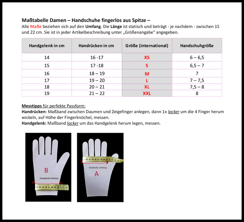 Größentabelle
