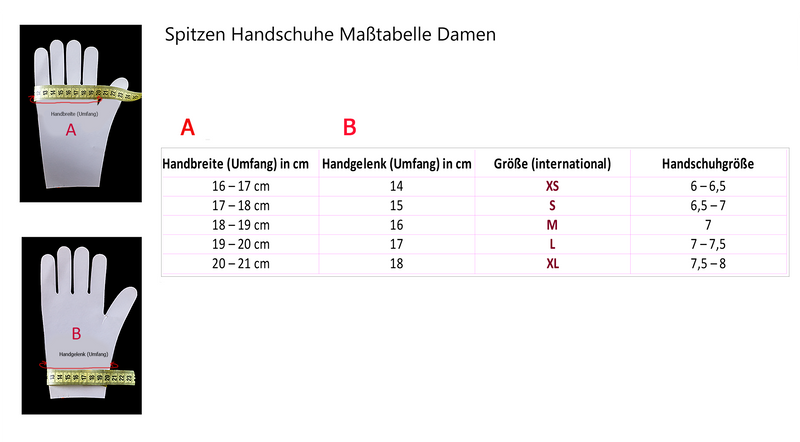 handschuh-größentabelle damen Fingerless Gothic gloves, black, sacred