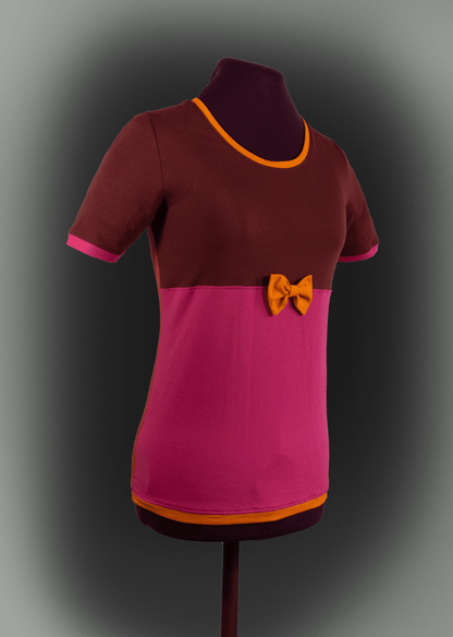 Plastron shirt ladies Tenshi jersey + cotton body olive black wine red sizes 34-46