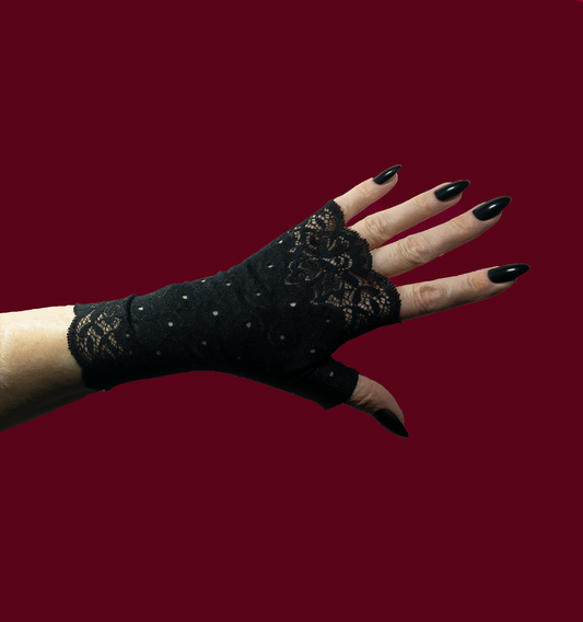 Pulswärmer aus Spitze | Handschuhe fingerlos gothic schwarz