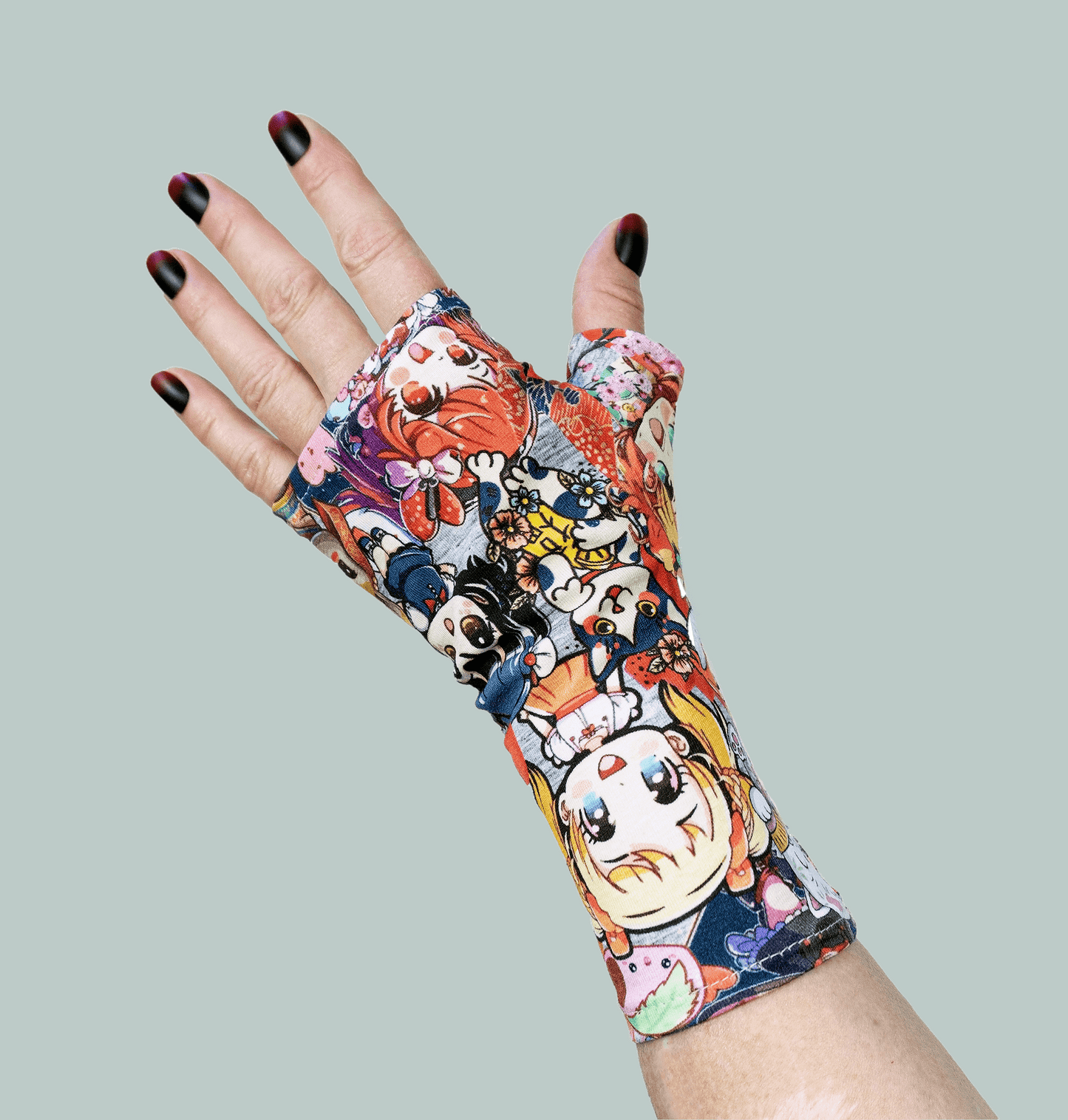 hochwertige harajuku japanische Pulswärmer Handschuhe Jersey mit anime dark digital print manga mädchen