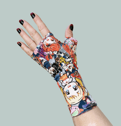 hochwertige harajuku japanische Pulswärmer Handschuhe Jersey mit anime dark digital print manga mädchen